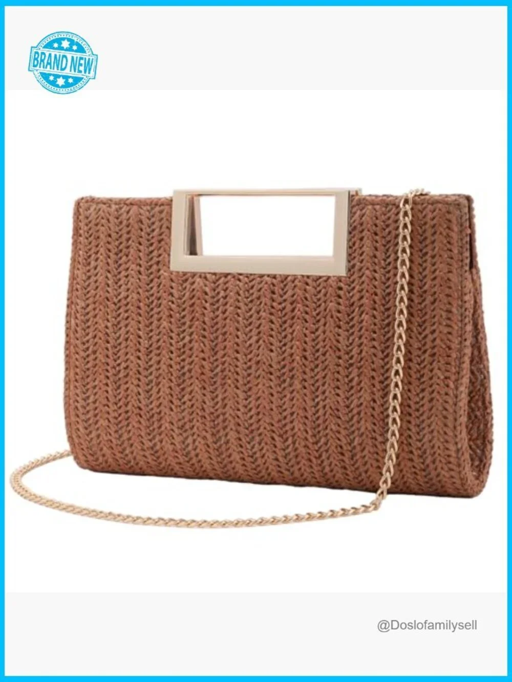 Straw Raffia Woven Clutch Purse Top Handle Crossbody Bag Summer Beach